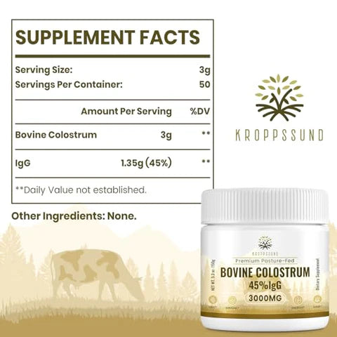 CALOSTRO DE BOVINO EN POLVO 3000 MG 45%IGG 150 GR KROPPSSUND