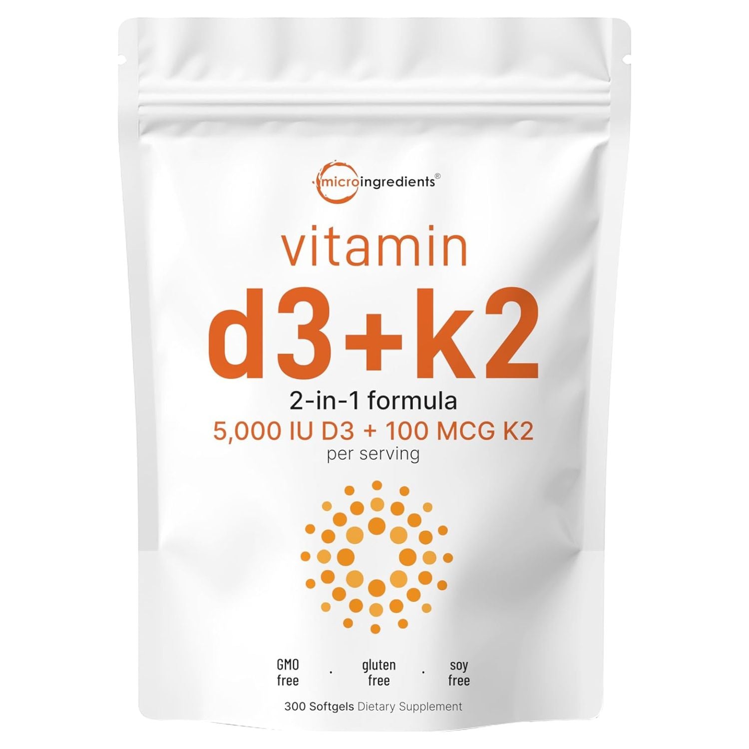 VITAMINA D3 K2 5,000 IU 300 CAPSULAS BLANDAS MICROINGREDIENTS