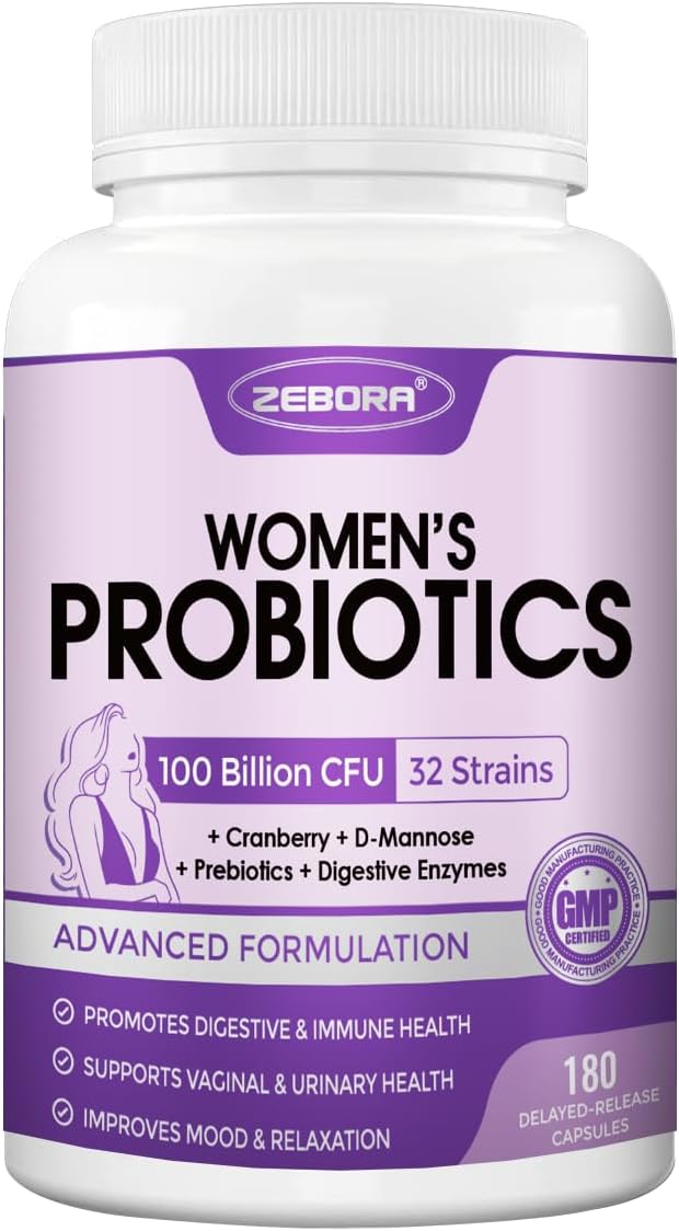 PROBIOTICOS PARA MUJER 100 BILLON CFU 180 CAPSULAS ZEBORA