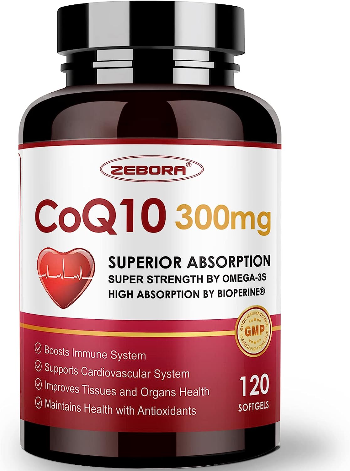 COENZIMA Q10 300 MG UBIQUINONE COQ10 120 CAPSULAS BLANDAS ZEBORA