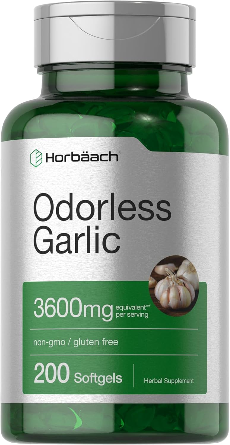 ODORLESS GARLIC AJO SIN OLOR HORBAACH 3600 MG 200 CAPSULAS BLANDAS SIN GMO