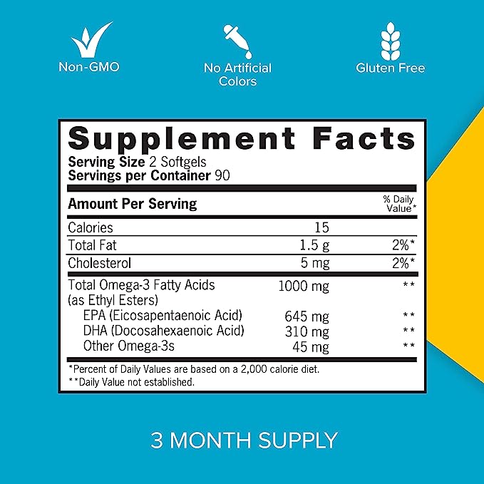 OMEGA 3 FISH OIL ULTRA 2000 MG CON EPA 645 MG Y DHA 310 MG 180 CAPSULAS BLANDAS SIN GMO QUNOL