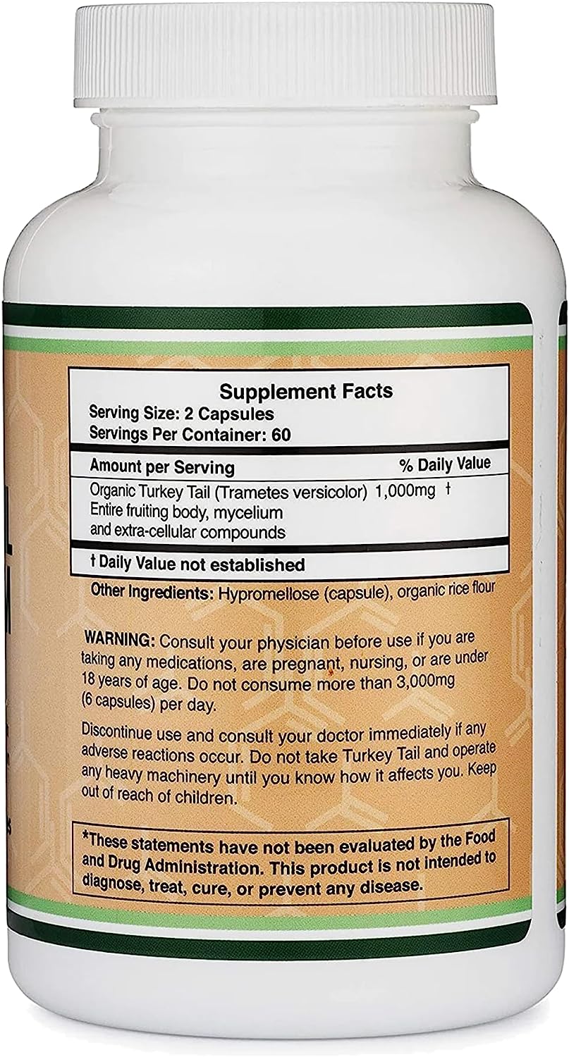 HONGO COLA DE PAVO DOUBLE WOOD 1000 MG 120 CAPSULAS VEGETALES TURKEY TAIL MUSHROOM