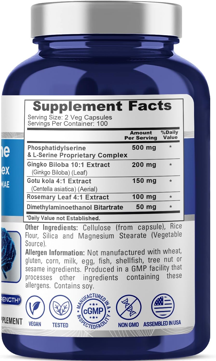 FOSFATIDILSERINA 500 MG CON GINKGO BILOBA 200 MG Y GOTU CKOLA 150 MG NUSAPURE 200 CASPULAS VEGETALES