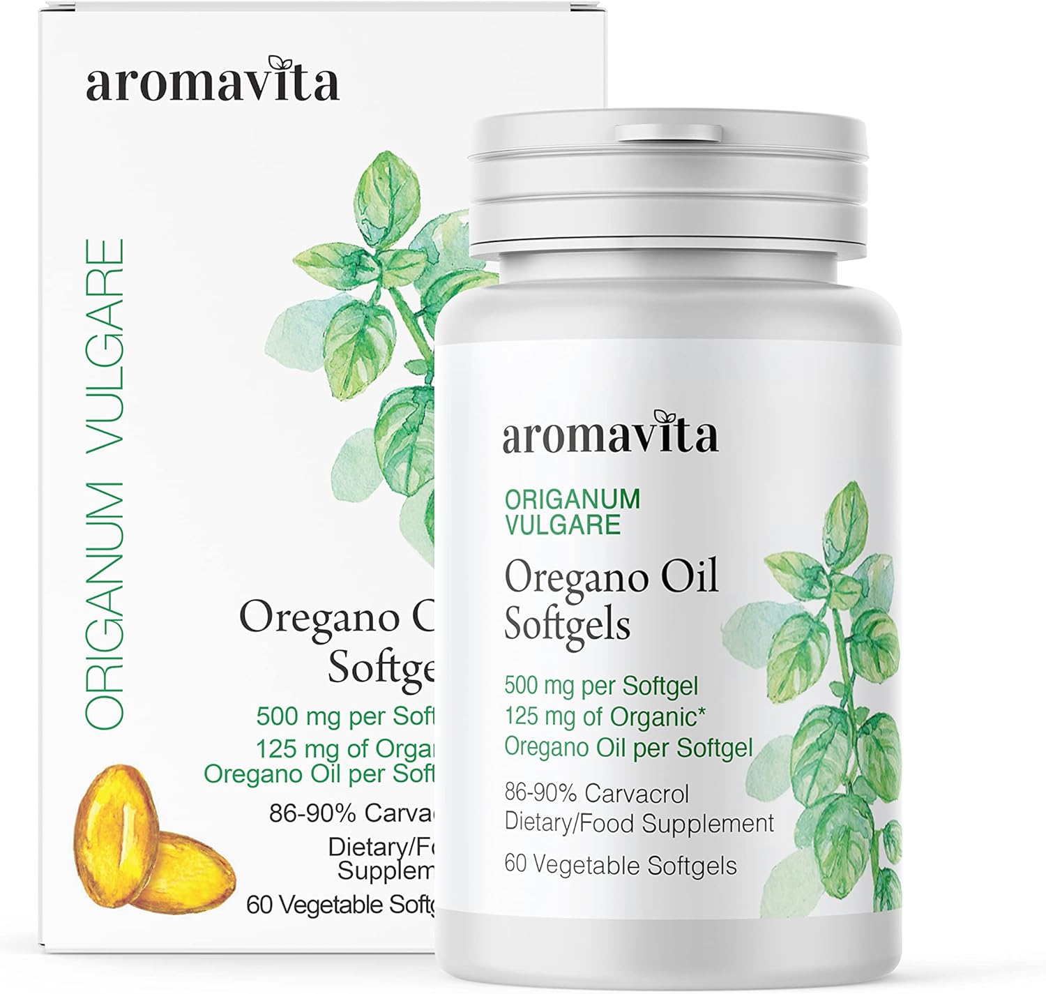 ACEITE DE OREGANO 500 MG 60 CAPSULAS BLANDAS VEGETALES SIN GMO AROMAVITA