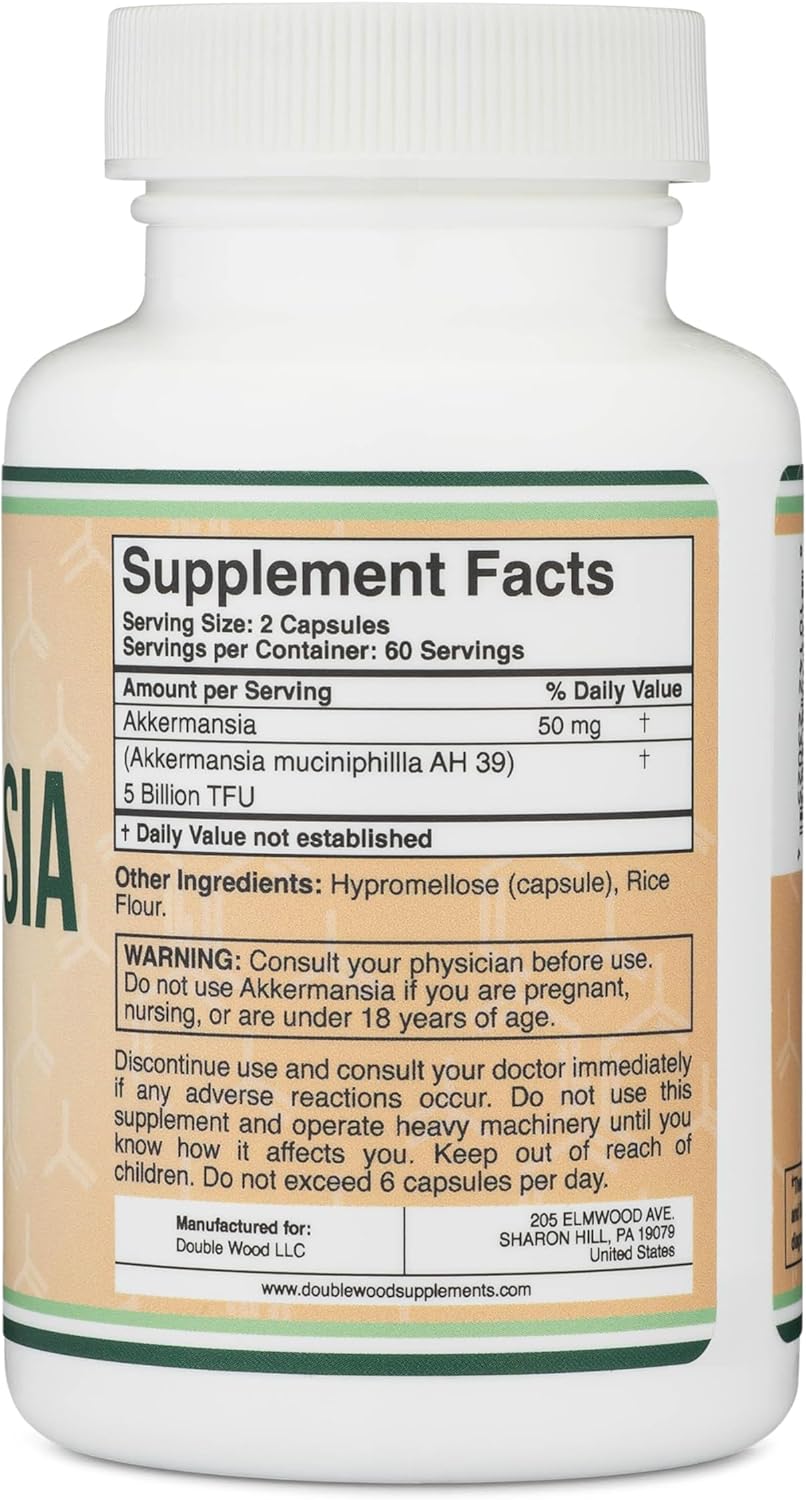 AKKERMANSIA 50 MG DOUBLE WOOD 120 CAPSULAS VEGANO NO GMO