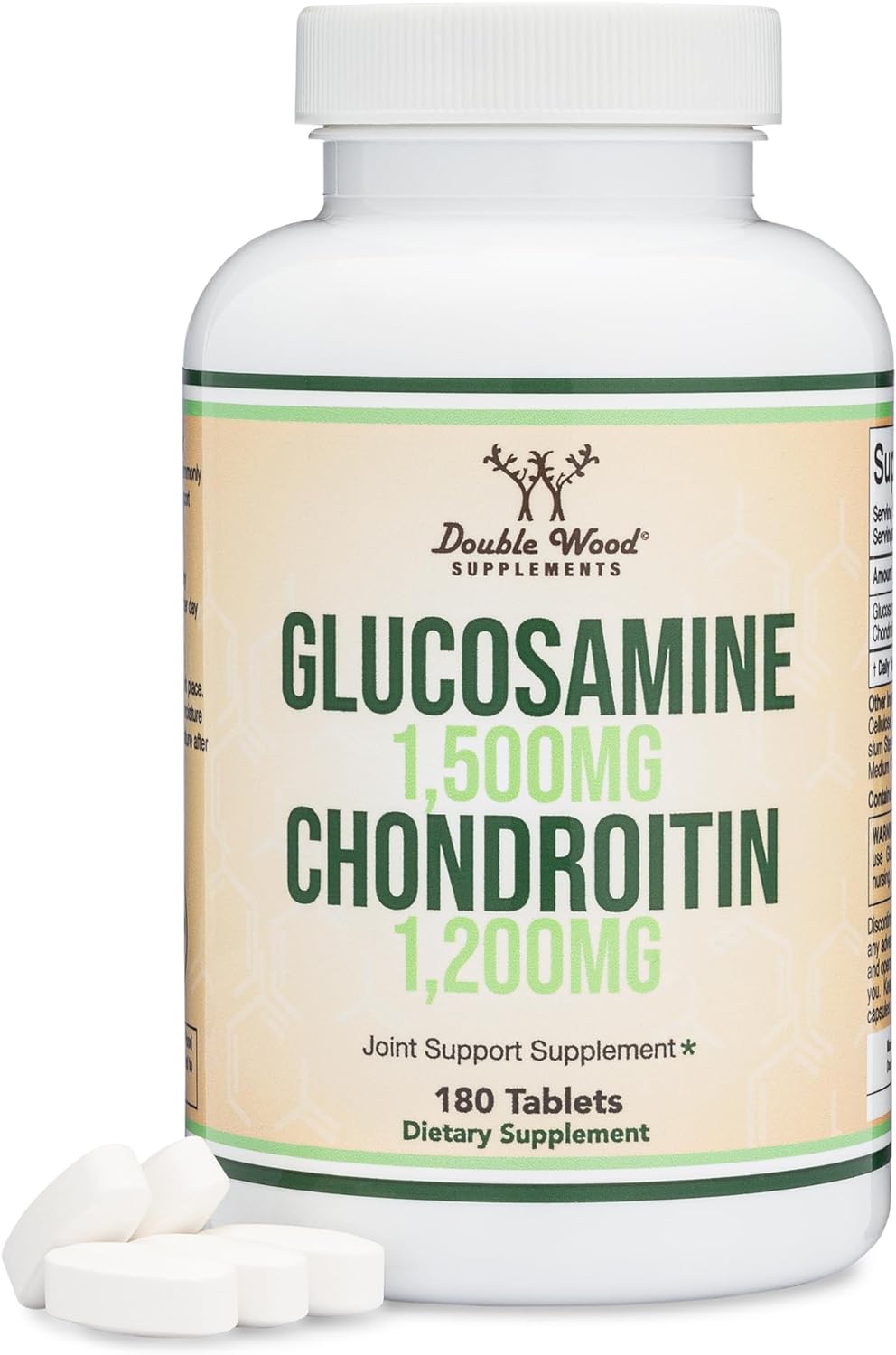 GLUCOSAMINA CONDROITINA DOUBLE WOOD 2,700 MG 180 TABLETAS SIN GMO