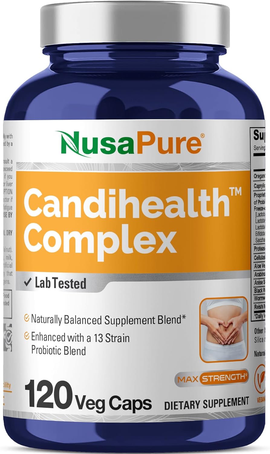 CANDIHEALTH COMPLEX 1257 MG (EXTRACTO DE HOJA DE OREGANO 500 MG CON ÁCIDO CAPRÍLICO 400 MG) NUSAPURE 120 CAPSULAS VEGANO
