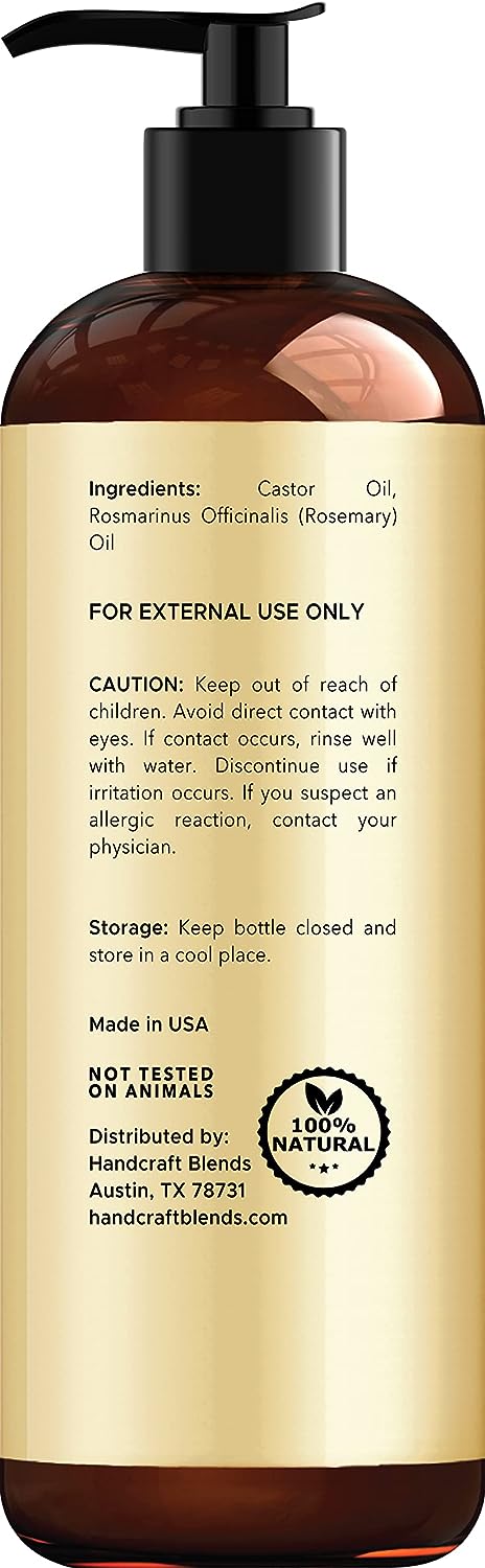 ACEITE DE RICINO CON ACEITE DE ROMERO 236 ML CASTOR OIL ROSEMARY OIL PURO HANDCRAFT