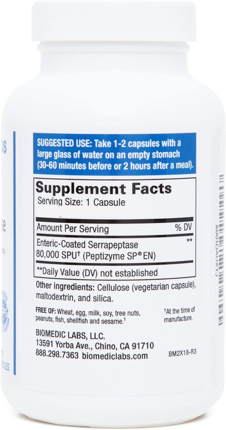 SERRAPEPTASA SERRA RX 80000 SPU 90 CAPSULAS VEGETALES BIOMEDICLABS