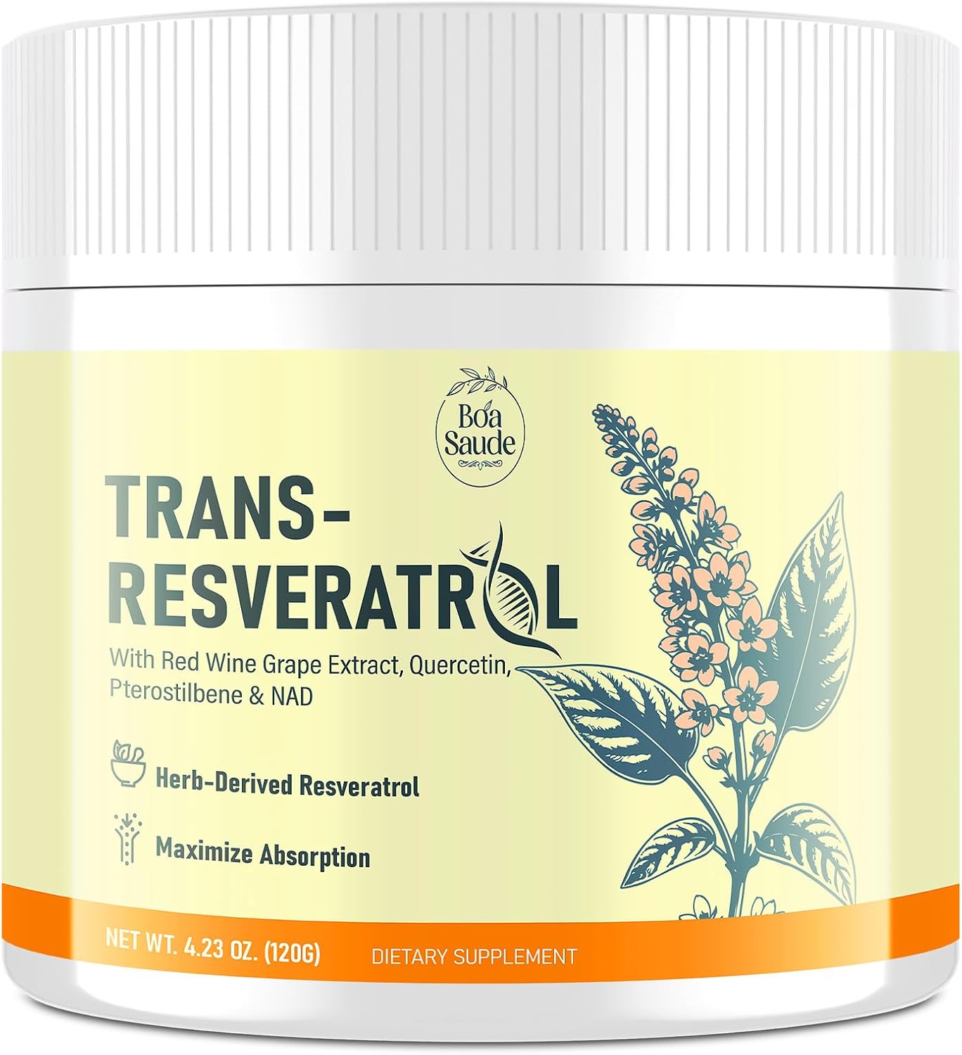 TRANS-RESVERATROL 4000 MG BOA SAUDE 120 GRAMOS NO GMO VEGANO