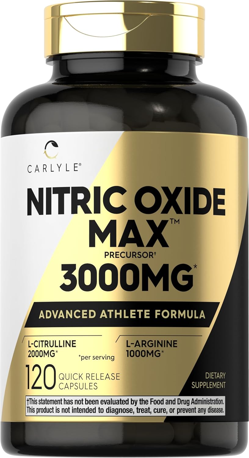 OXIDO NITRICO 3000 MG CARLYLE 120 CAPSULAS NO GMO NITRIC OXIDE MAX