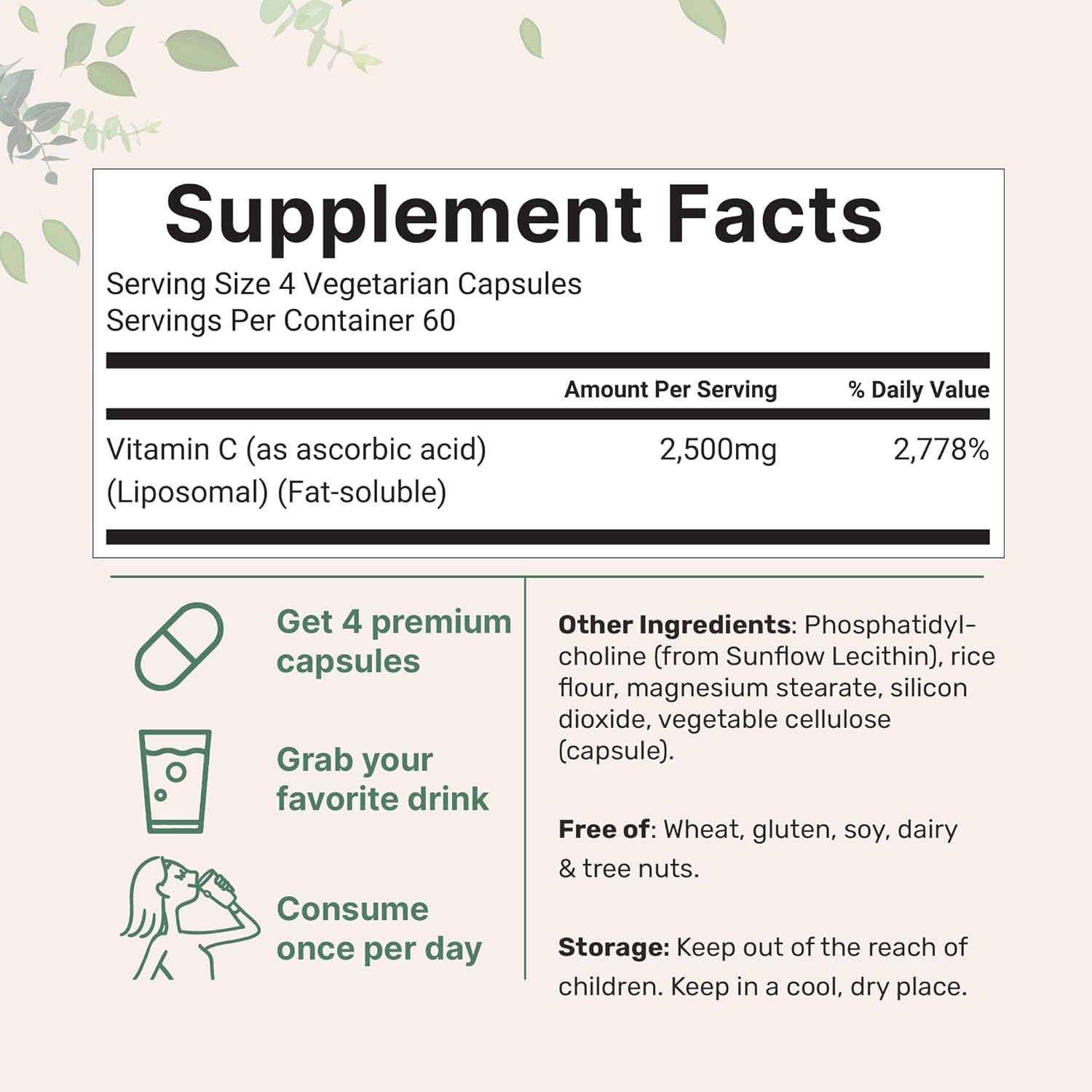 VITAMINA C LIPOSOMAL 2,500 MG MICROINGREDIENTS 240 CAPSULAS VEGETALES NO GMO