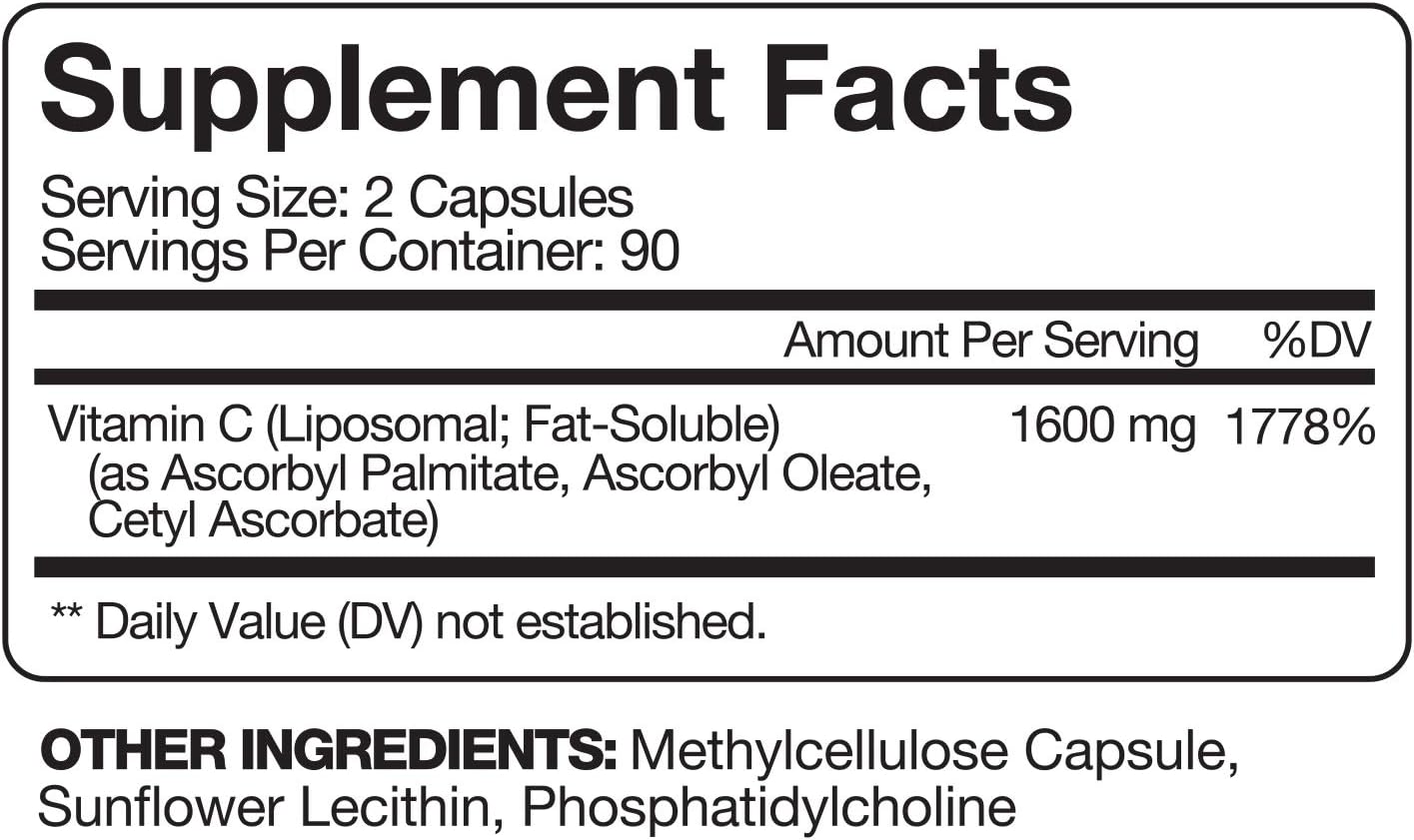 VITAMINA C LIPOSOMAL 1600 MG NUTRIPEEPS 180 CAPSULAS VEGETALES NO GMO VEGANO
