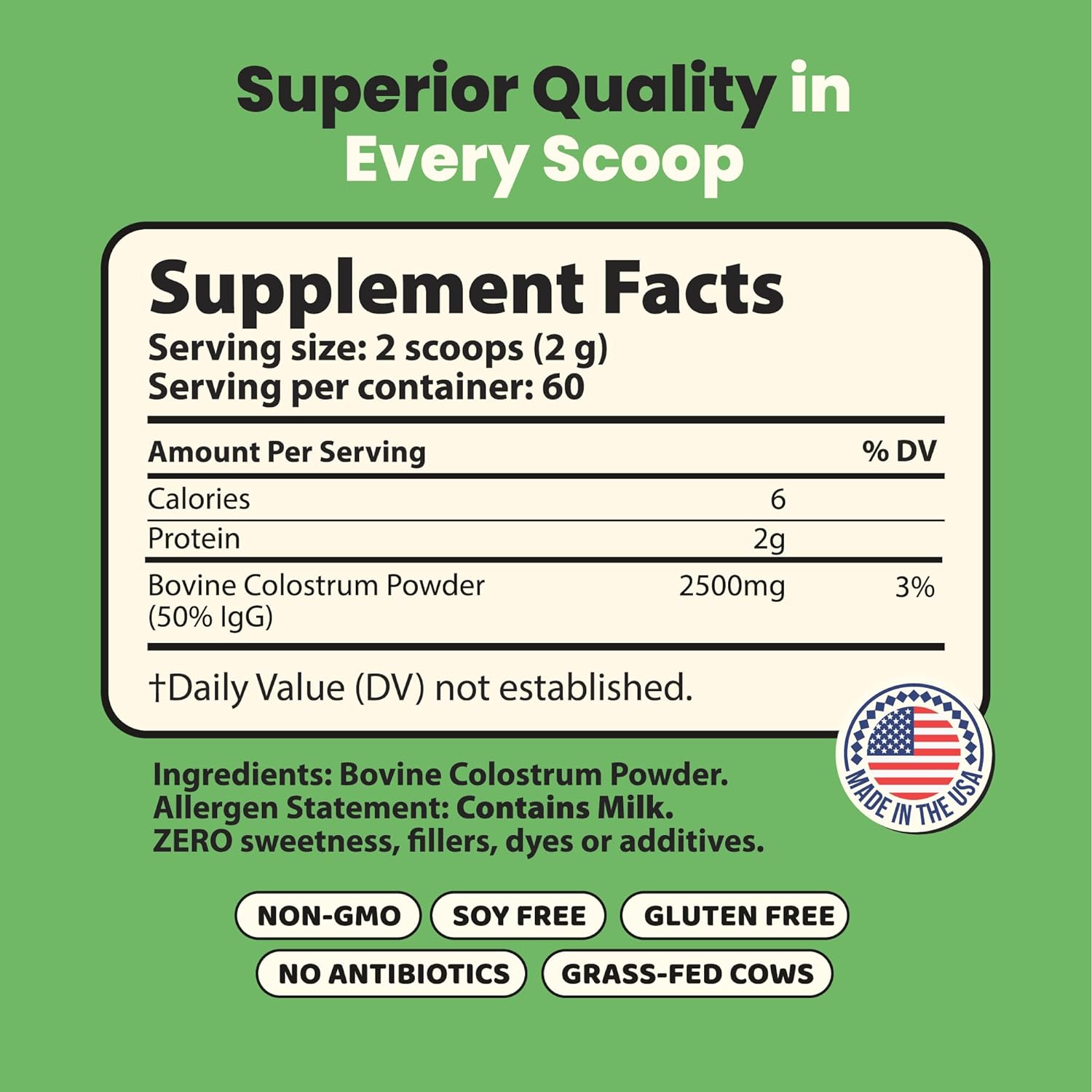 SUPER MOO COLOSTRO BOVINO 2500 MG 50% IgG NO GMO IMMERGE HEALTH