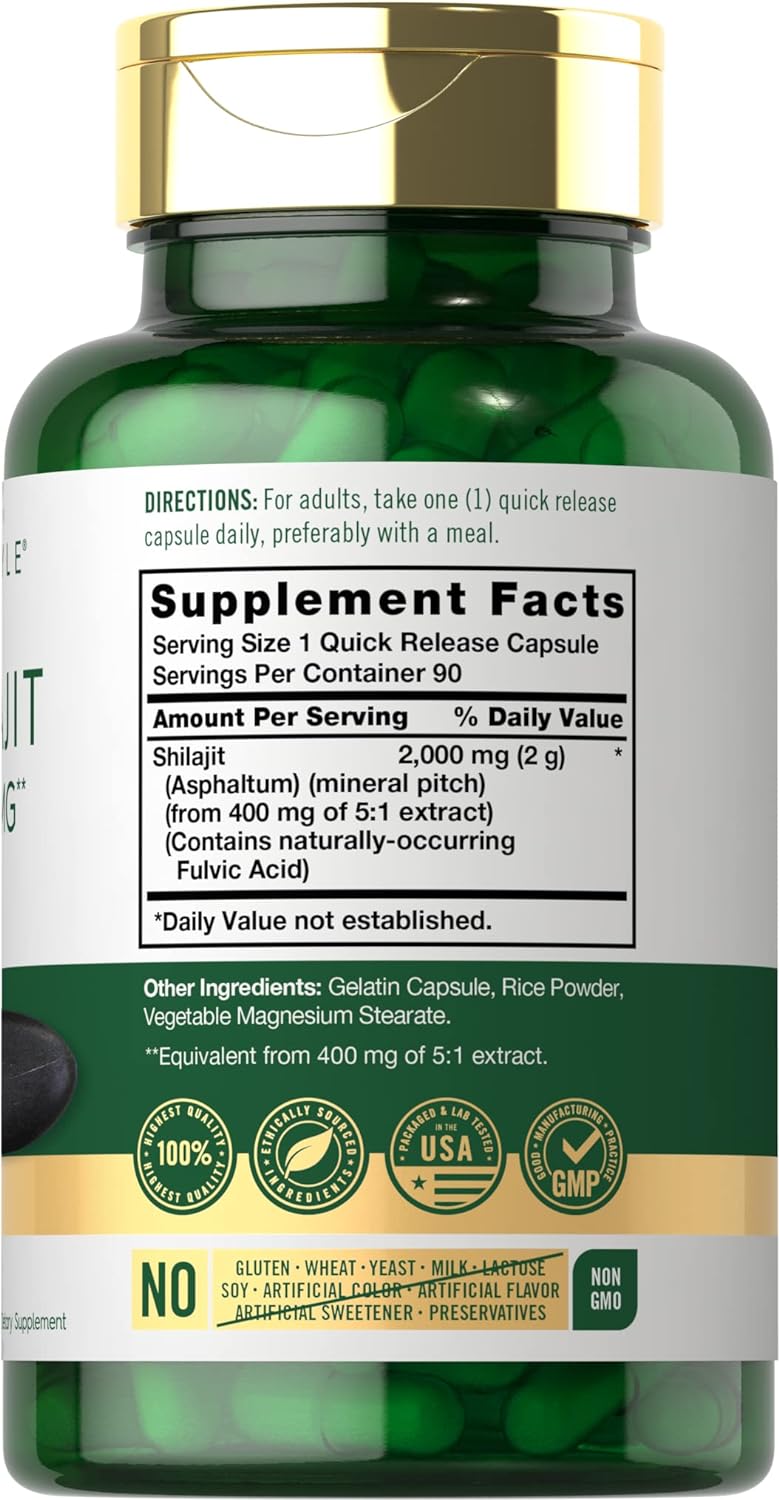 SHILAJIT CARLYLE 2000 MG 90 CÁPSULAS VEGANO NO GMO