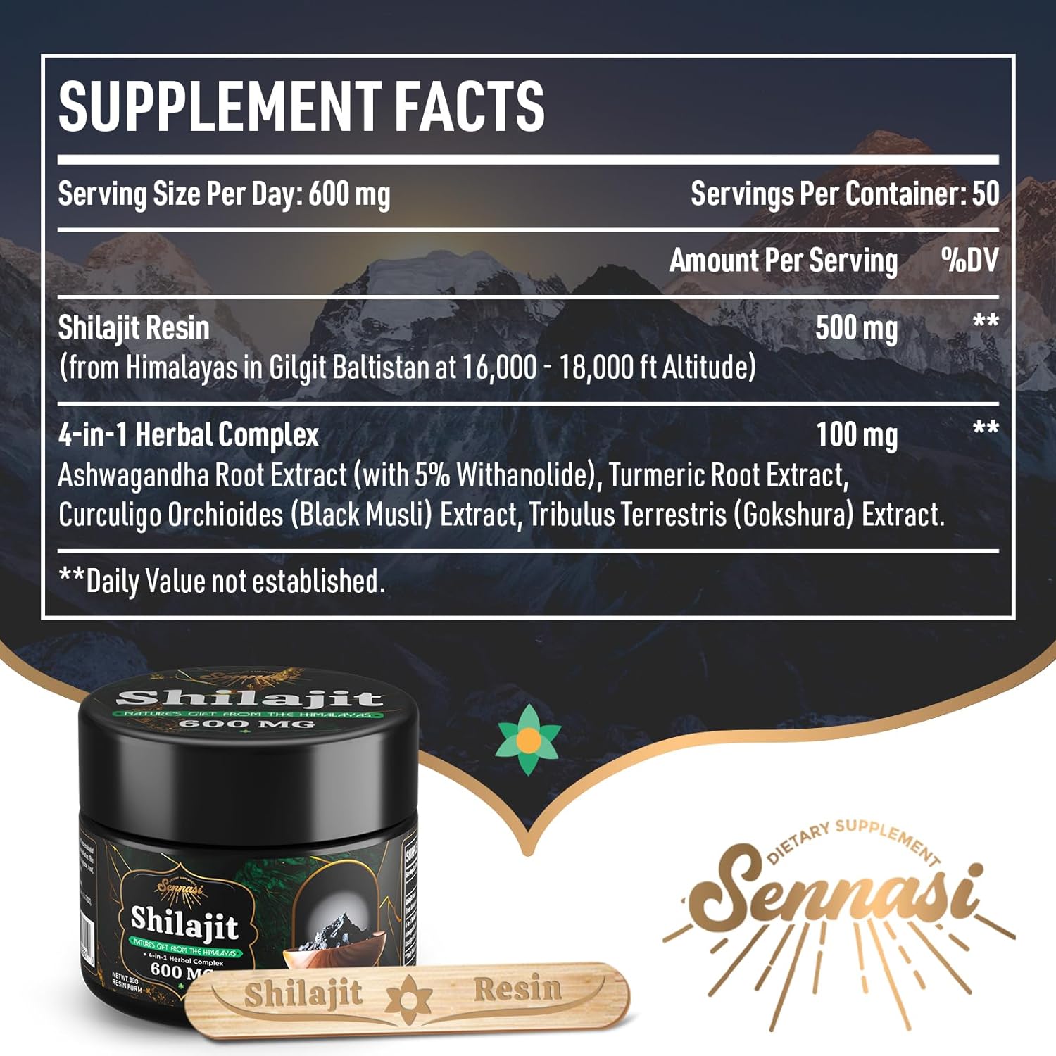 COMPLEJO DE SHILAJIT 4 EN 1 600 MG 30GR GEL SIN GMO SENNASI