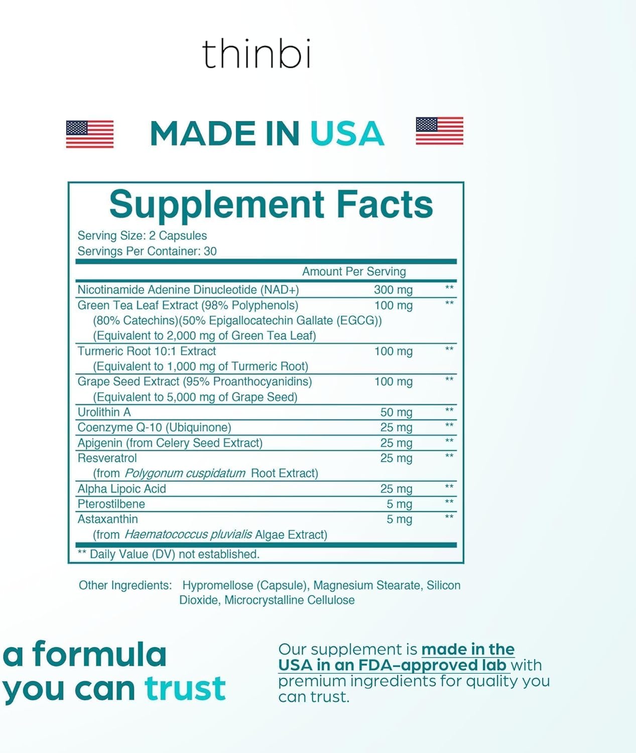 NAD COMPLEX CON RESVERATROL 8457 MG THINBI 60 CAPSULAS NO GMO