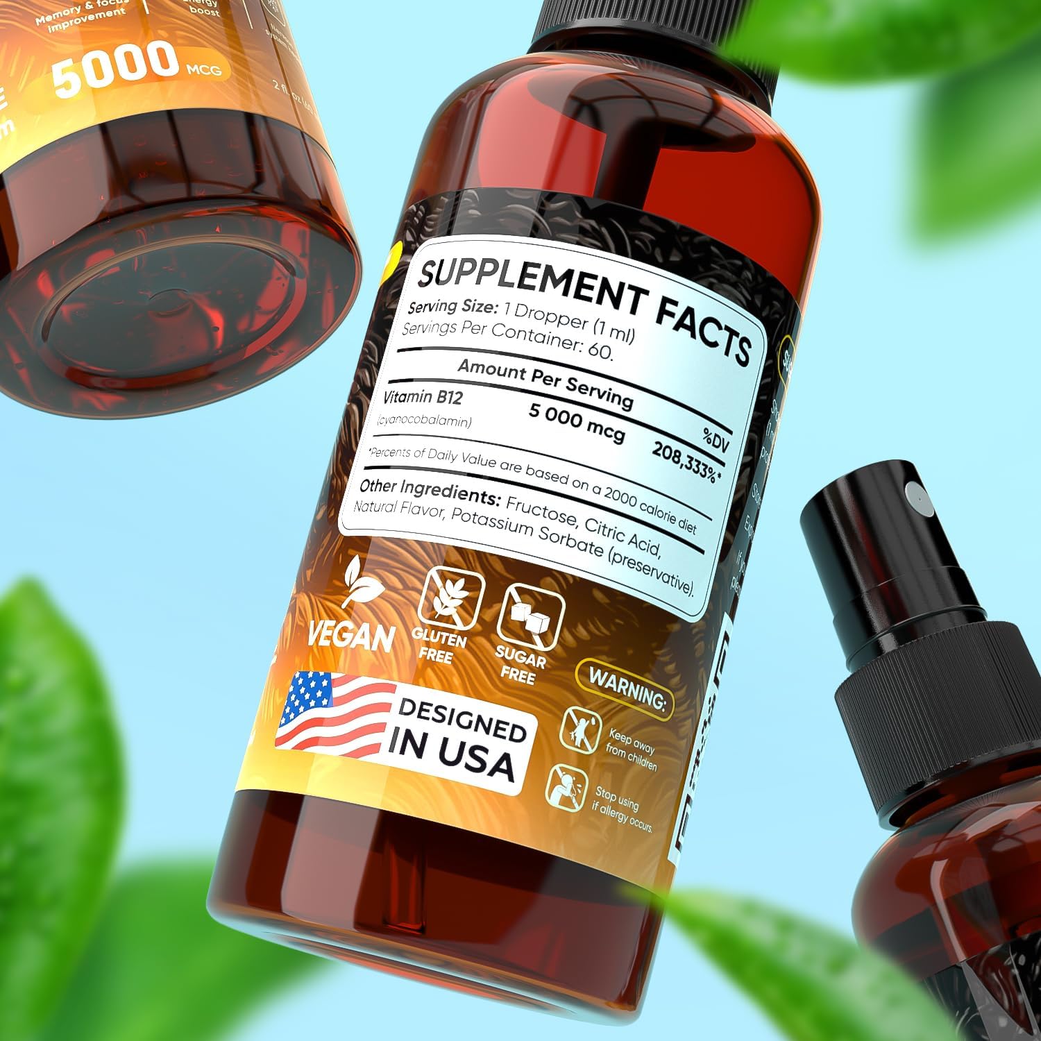 VITAMINA B12 5000 MCG EN SPRAY 60 ML SIN GMO VEGANO MOONRIN