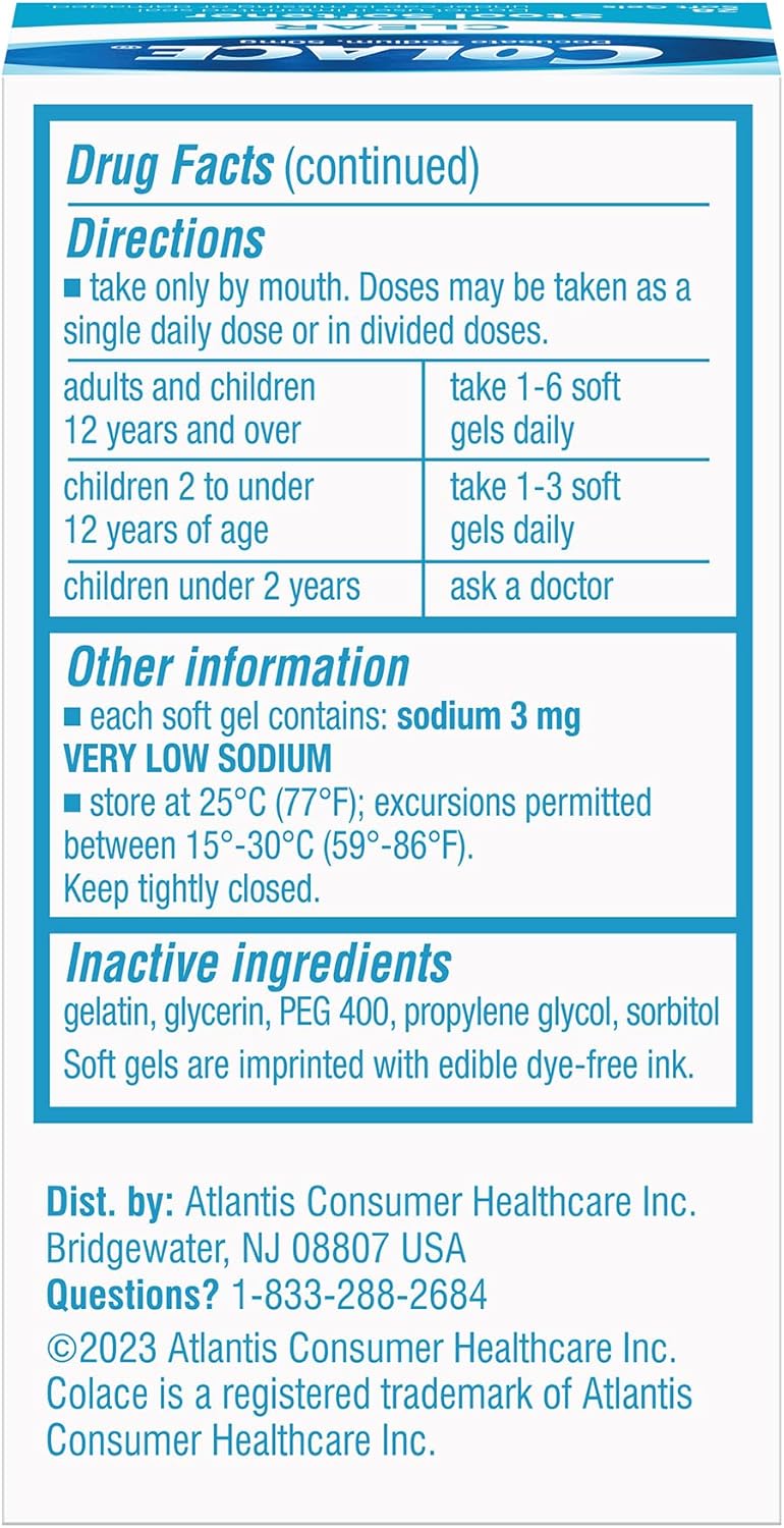 DOCUSATE SOODIUM 50 MG COLACE 28 CAPSULAS BLANDAS COLACE