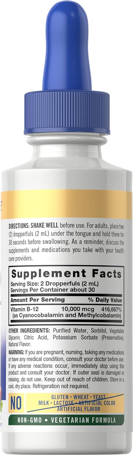 VITAMINA B12 LIQUIDA 10,000MCG SUBLINGUAL 30 SERVICIOS EN GOTAS CARLYLE