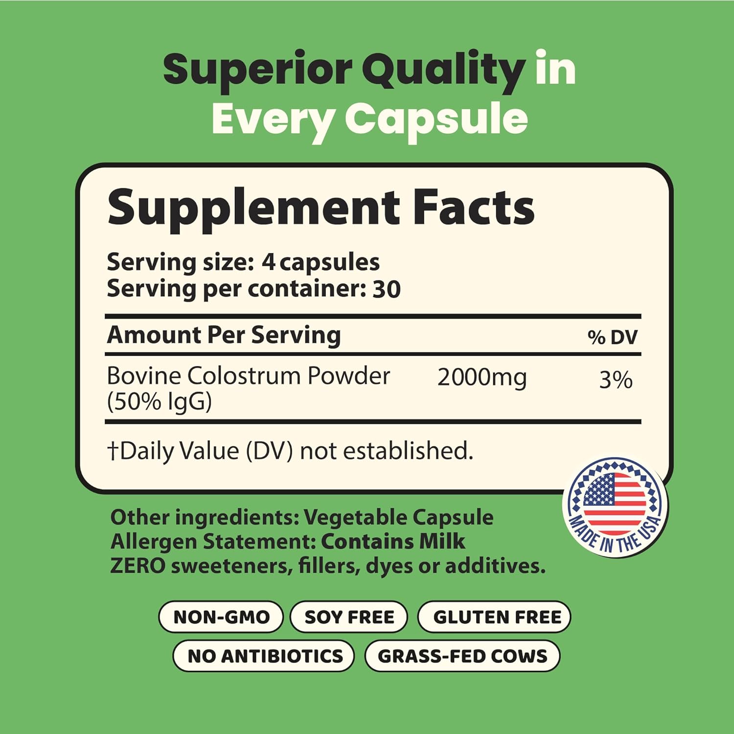 CALOSTRO DE BOVINO SUPER MOO 2000 MG 50% IG 120 CÁPSULAS NO GMO IMMERGE HEALTH