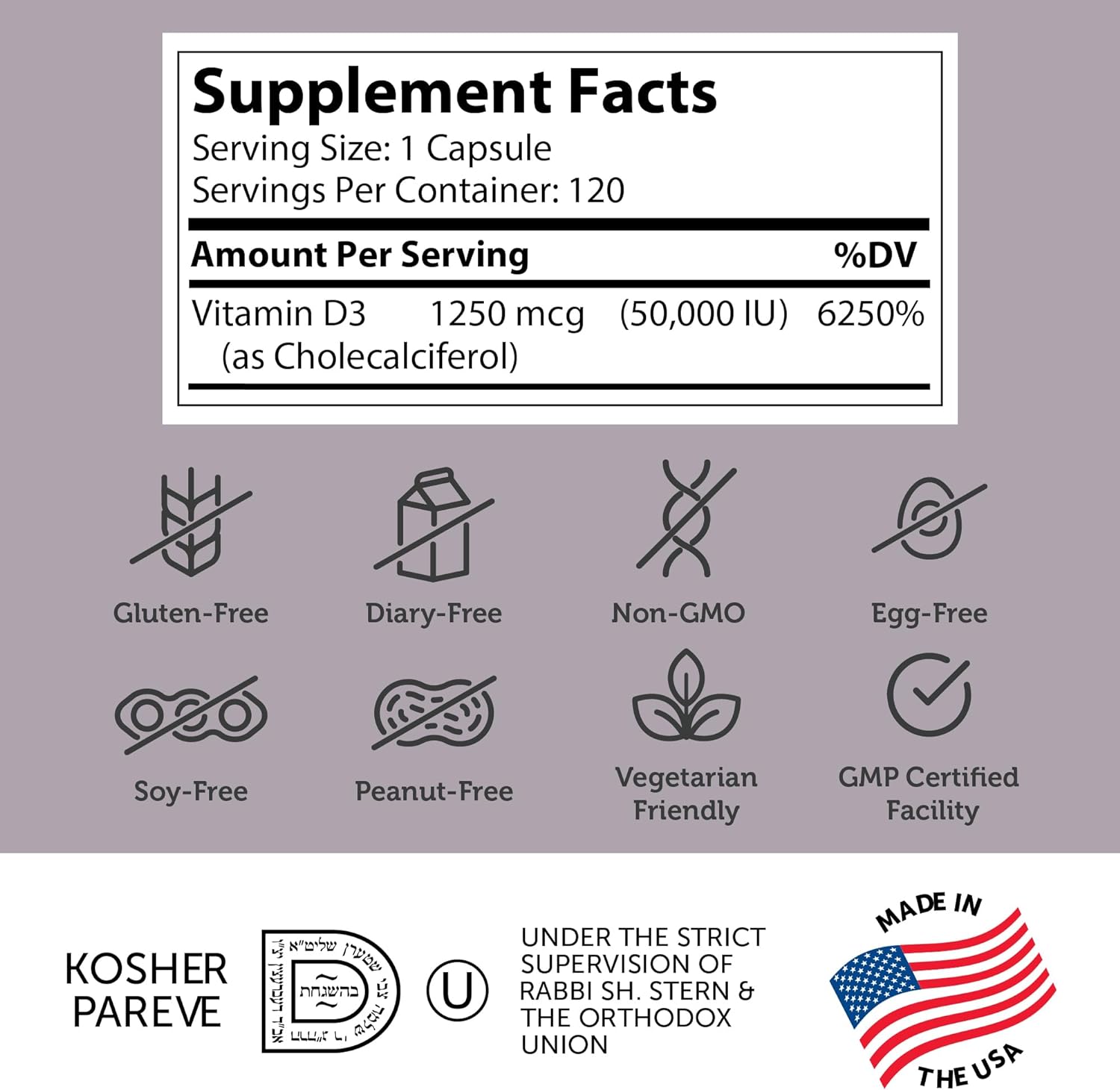 VITAMINA D3 50000 IU 120 CAPSULAS SIN GMO ZAHLER