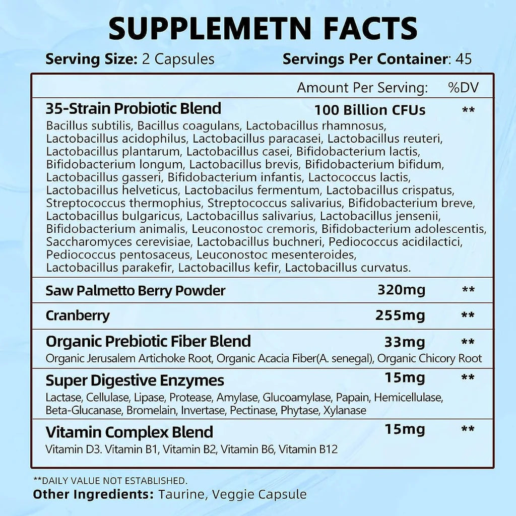 PROBIOTICOS PARA HOMBRES ZEBORA 100 BILLONES CFU 35 CEPAS 90 CAPSULAS NO GMO