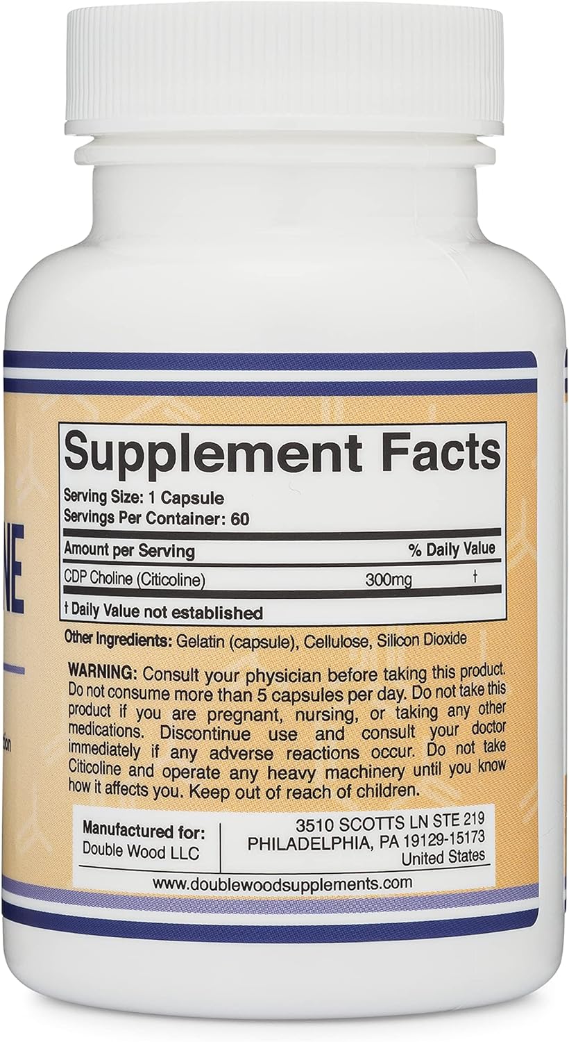 CITICOLINA CDP COLINA DOUBLE WOOD SUPPLEMENTS 300 MG 60 CAPSULAS VEGETALES