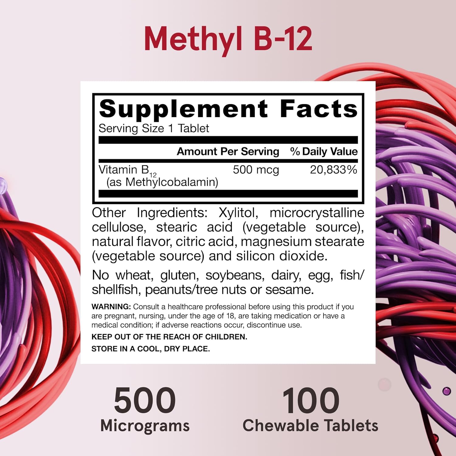 METILO B12 500 MCG 100 TABLETAS SABOR A CEREZA VEGANO SIN GMO JARROW FORMULAS METHYL