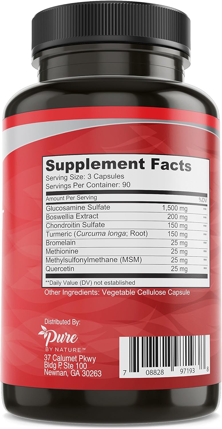 GLUCOSAMINA 1500 MG CON CONDROITINA 200 MG MSM 270 CAPSULAS VEGETALESPURE BY NATURE GLUCOSAMINE