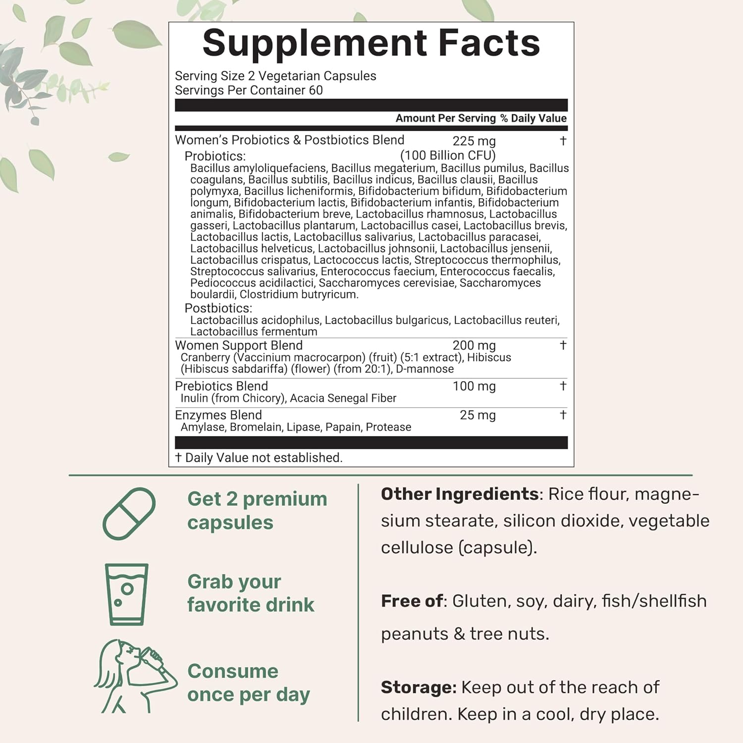 PROBIOTICOS PARA MUJERES 40 CEPAS 100 BILLONES CFU MICROINGREDIENTS 120 CAPSULAS VEGETALES NO GMO