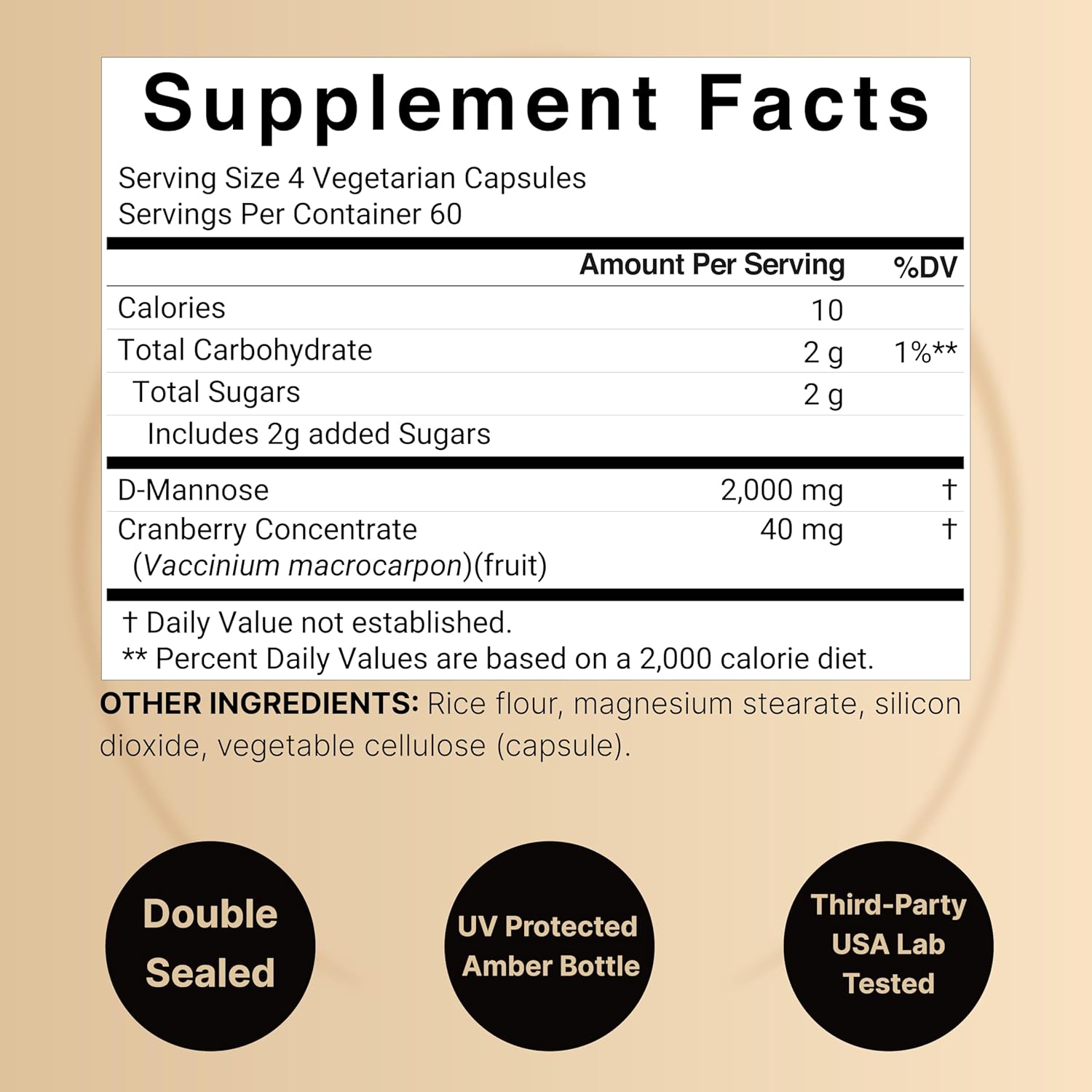 D MANOSA 2000 MG CON CRANBERRY CONCENTRADO 40 MG 240 CAPSULAS NATUREBELL