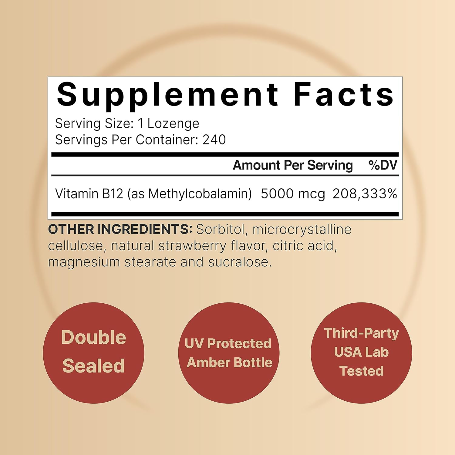 VITAMINA B12 METIL NATUREBELL 5000 MCG 240 TABLETAS MASTICABLES