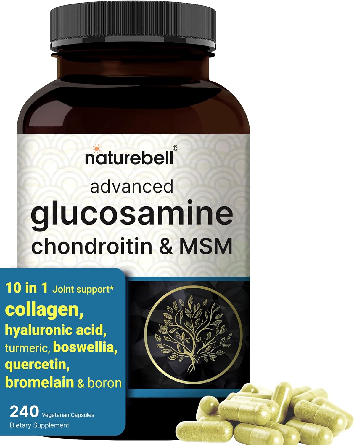 GLUCOSAMINA 1500 MG 10 EN 1 NATUREBELL 240 CAPSULAS NO GMO