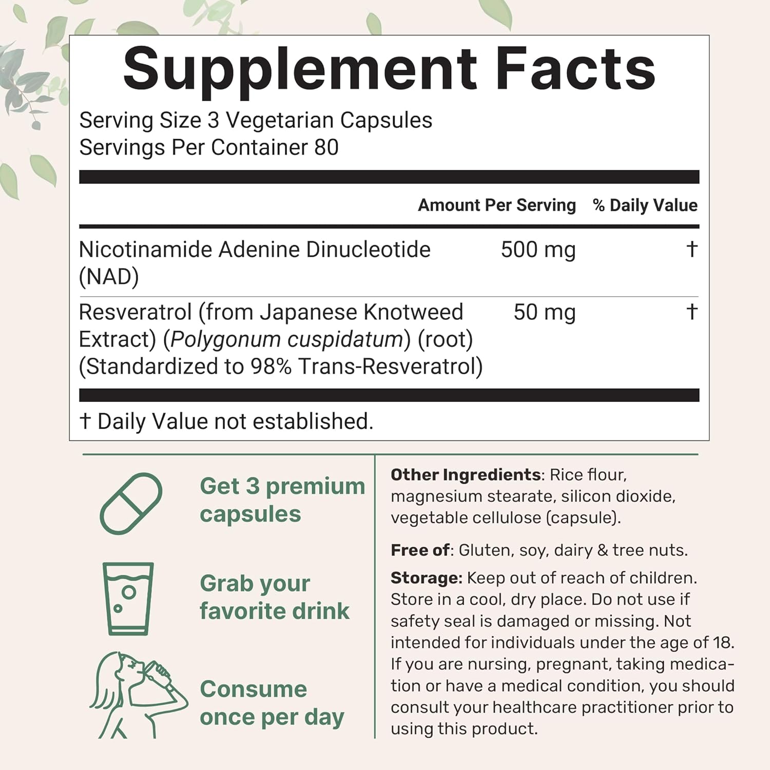 NAD 500 MG RESVERATROL 50 MG MICROINGREDIENTS 240 CAPSULAS VEGETALES NO GMO