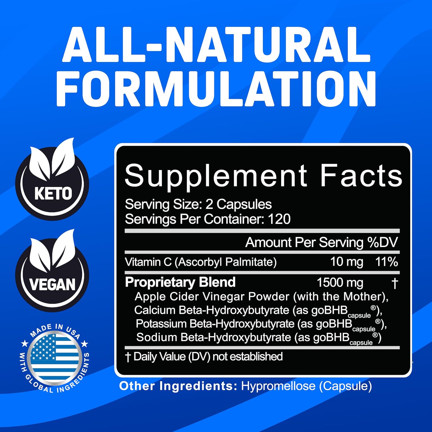 KETO ACV 1500 MG HERBTONICS 240 CAPSULAS VEGANO