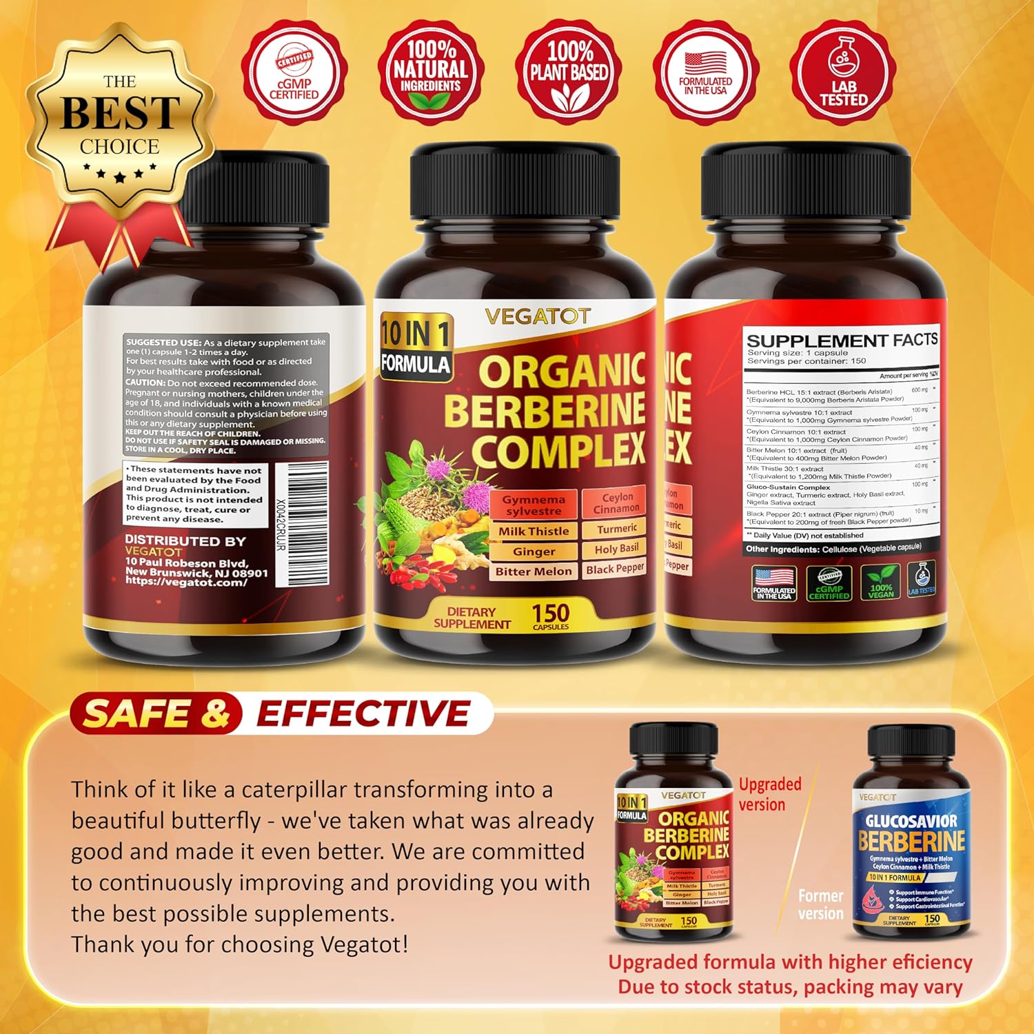 BERBERINA ORGANICA COMPLEX 12,900 MG 150 CAPSULAS VEGANO VEGATOT ORGANIC