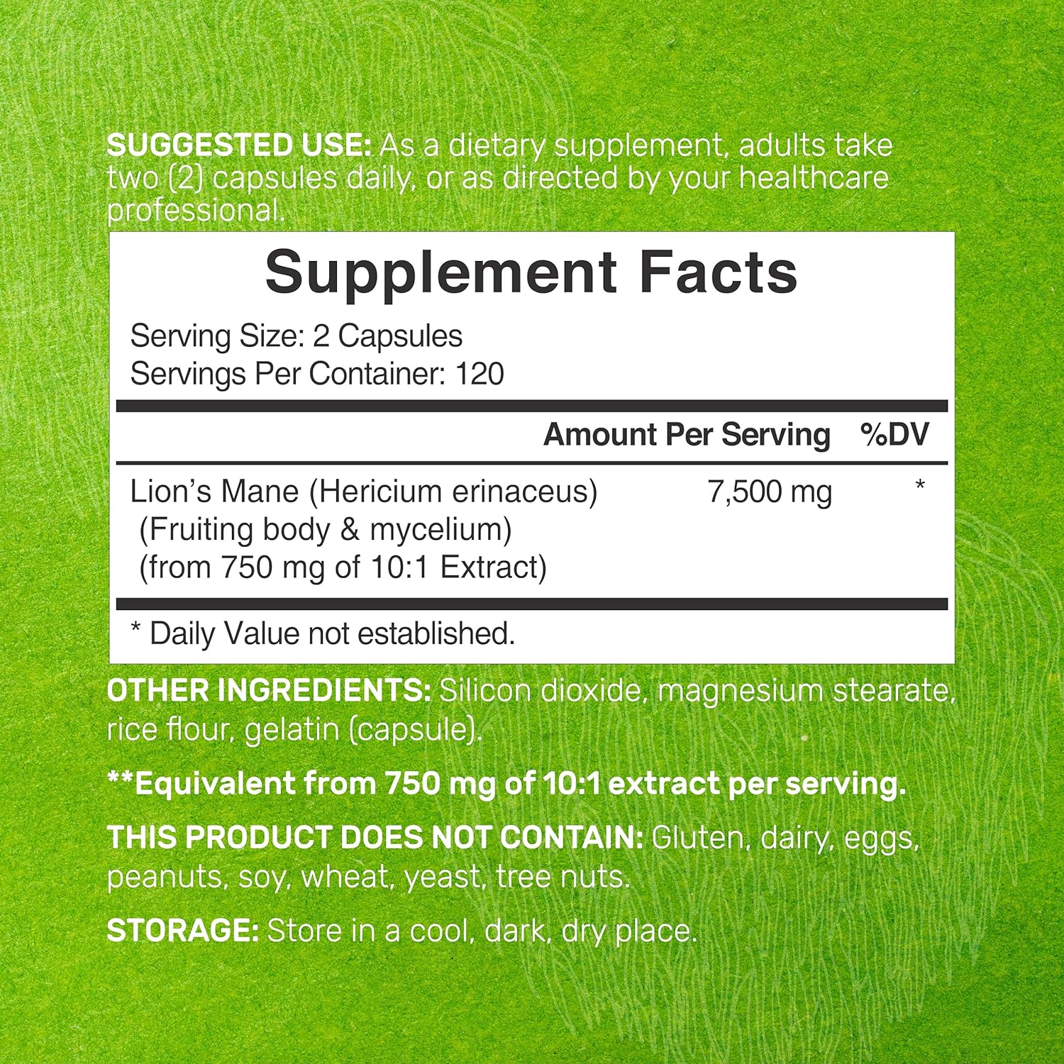 MELENA DE LEON DEAL 7500 MG 240 CAPSULAS SIN GMO LION'S MANE