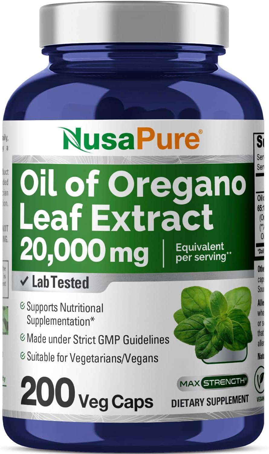 ACEITE DE OREGANO 20000 MG NUSAPURE 200 CAPSULAS VEGANO NO GMO