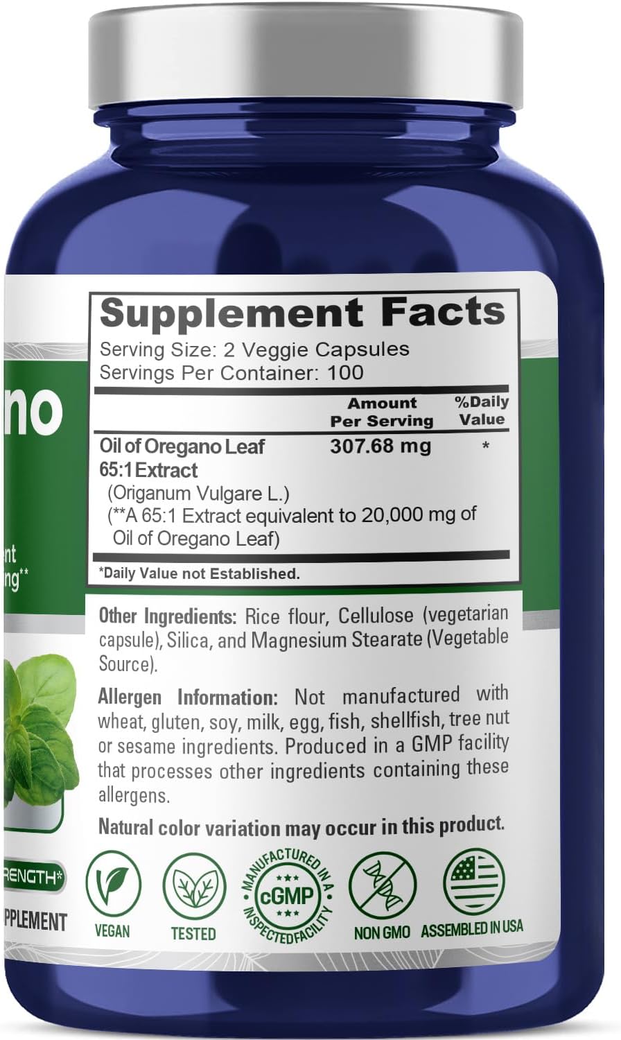 ACEITE DE OREGANO 20000 MG NUSAPURE 200 CAPSULAS VEGANO NO GMO