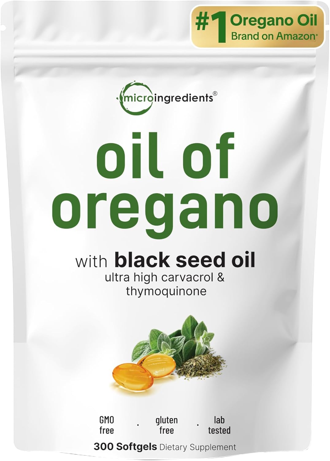 ACEITE DE OREGANO MICROINGREDIENTS 6,000 MG 300 CAPSULAS BLANDAS SIN GMO