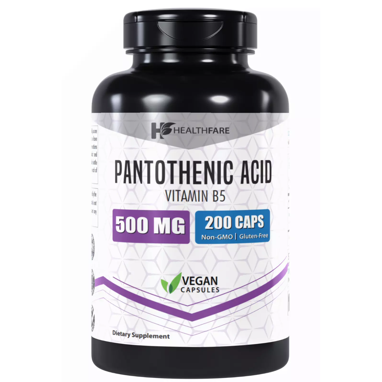 ACIDO PANTOTENICO 500 MG HEALTHFARE 200 CAPSULAS VEGANO NO GMO PANTOTHENIC ACID