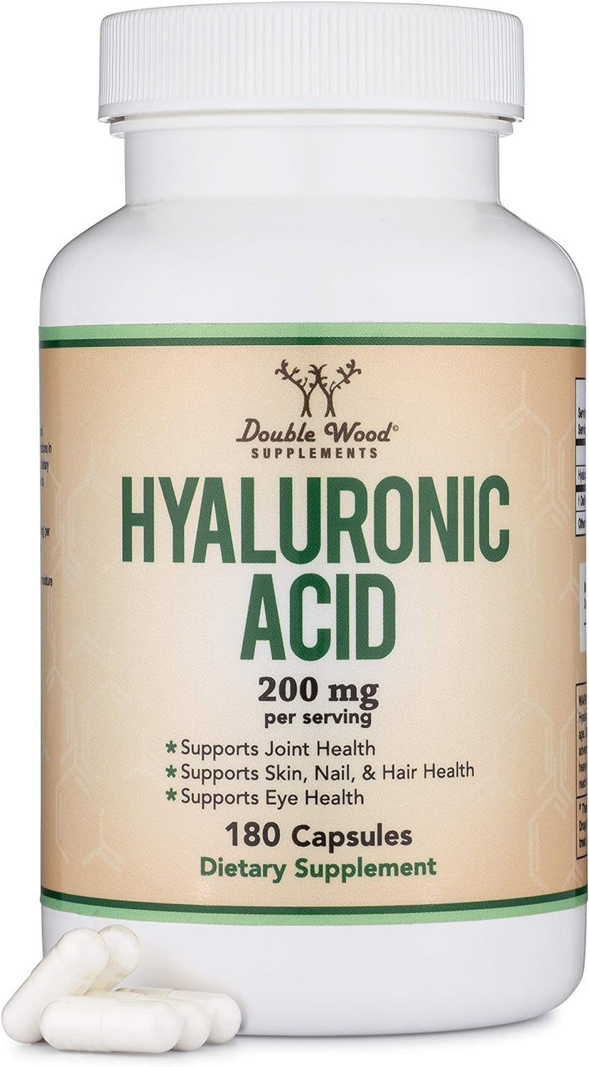 ACIDO HIALURONICO DOUBLE WOOD 200 MG 180 CÁPSULAS NO GMO HYALURONIC ACID