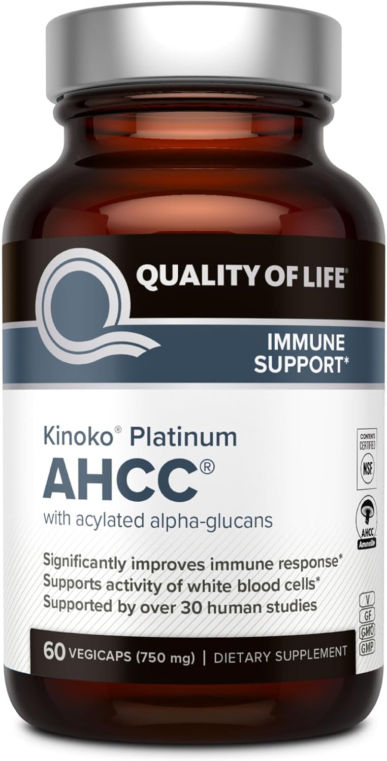 AHCC CON ACYLATED ALPHA-GLUCANS 1,500 MG QUALITY OF LIFE 60 CÁPSULAS NO GMO VEGANO