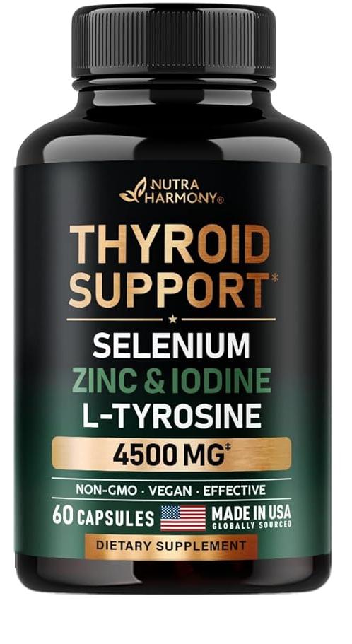 APOYO TIROIDES 4500 MG NUTRA HARMONY 60 CAPSULAS NO GMO VEGANO HYROID SUPPORT