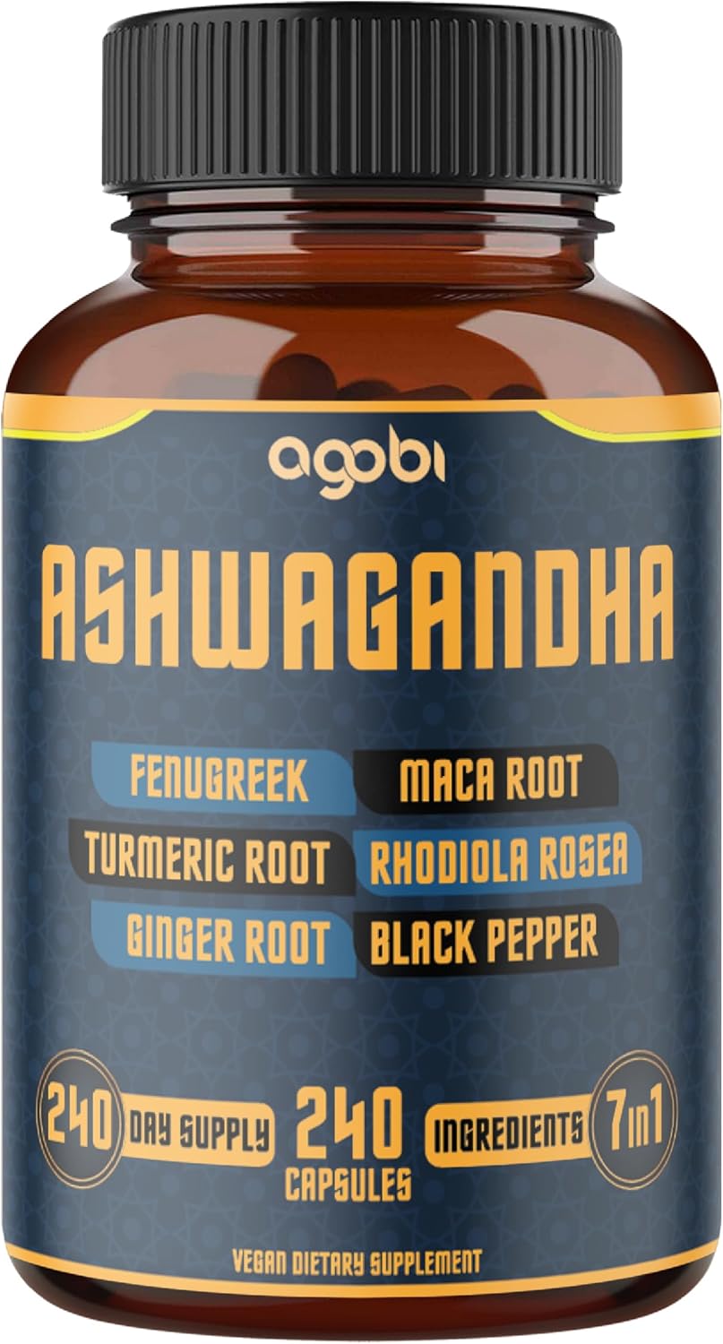 ASHWAGANDHA 6000 MG + MACA 500 MG + CURCUMA 500 MG + FENOGRECO 500 MG 240 CAPSULAS VEGANO AGOBI