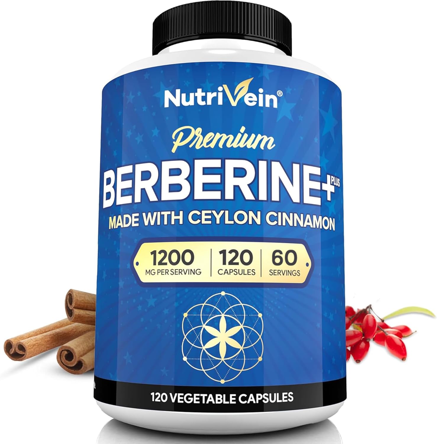 BERBERINA 1200 MG CON CANELA DE CEYLAN  200 MG 120 CAPSULAS VEGANO NUTRIVEIN