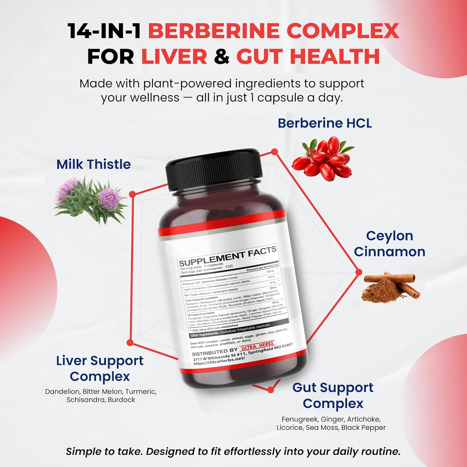 BERBERINA COMPLEX 14 EN 1 510 MG ULTRA HERBS 150 CAPSULAS NO GMO