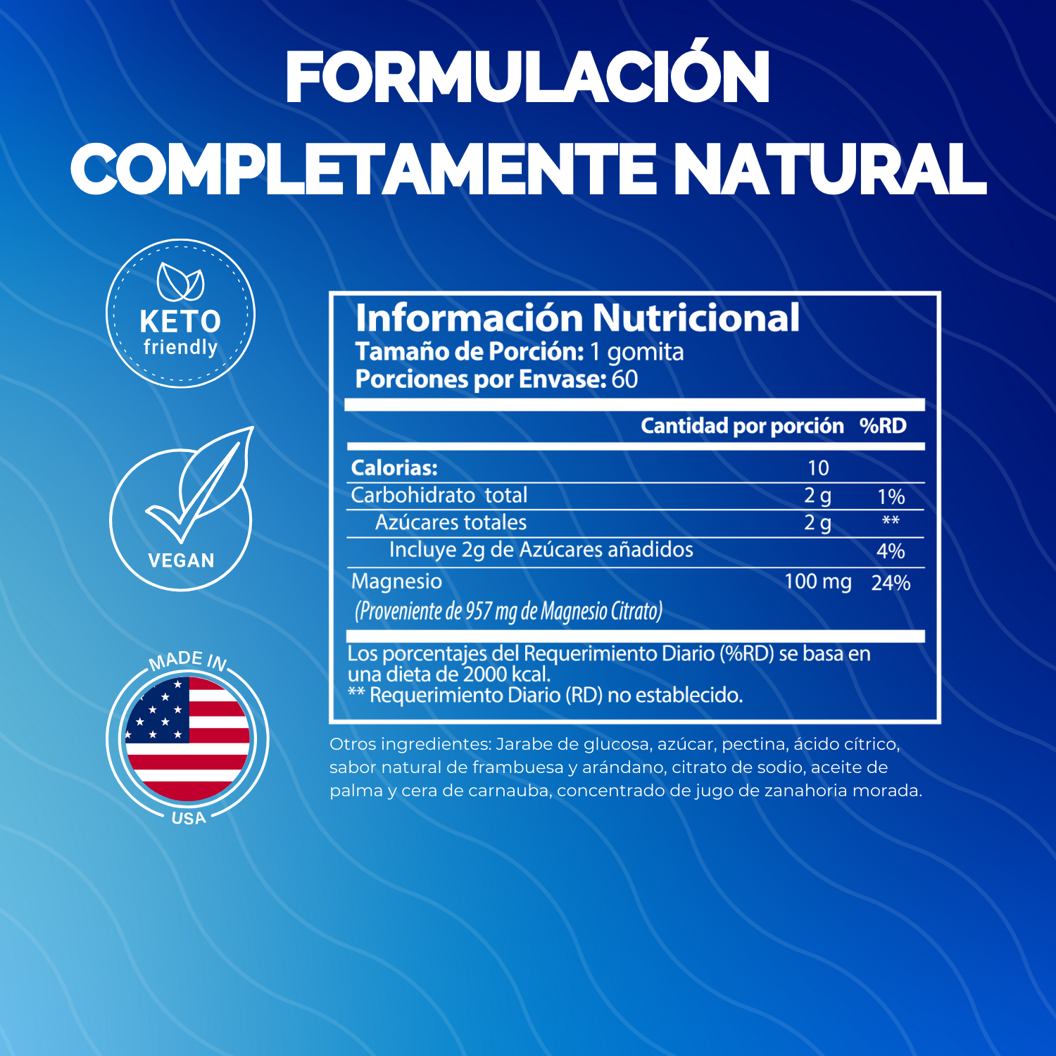 CITRATO DE MAGNESIO 957 MG MAGNEGUM 60 GOMITAS NUTRATONICS VEGANO, NO GMO SABOR A MIX BERRY